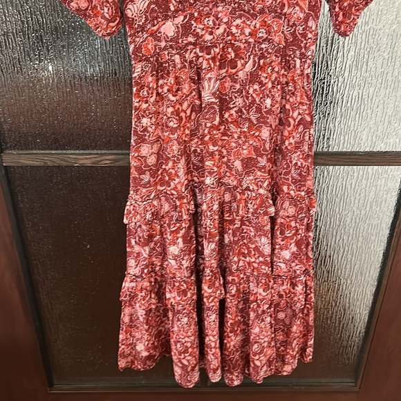 Ulla Johnson Amora Coral Floral Print Midi Dress Size 4 Ruffle Puff Sleeve - Picture 9 of 14
